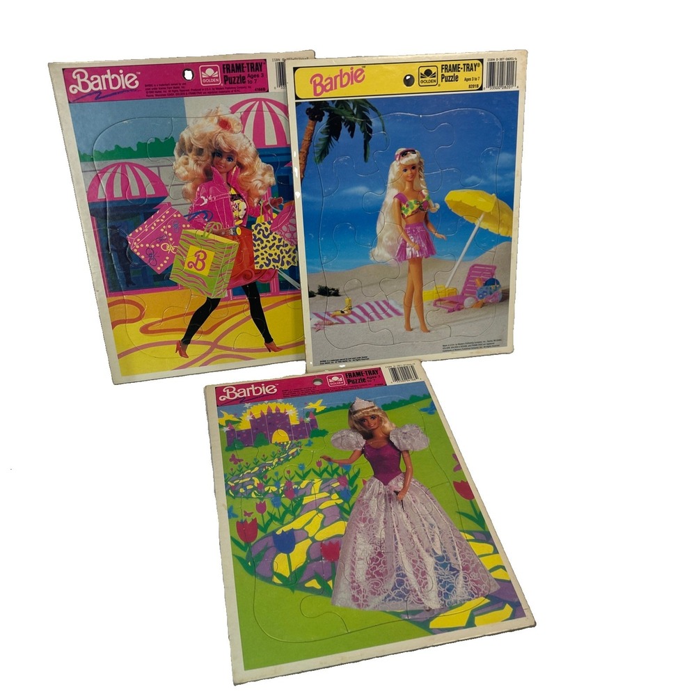 Vintage Barbie Golden Frame Tray Puzzle Lot Of 3 Read